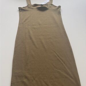 NWT The Drop Amelia Olive Green Ribbed Midi Tank Cotton Dress Size Small (E2)